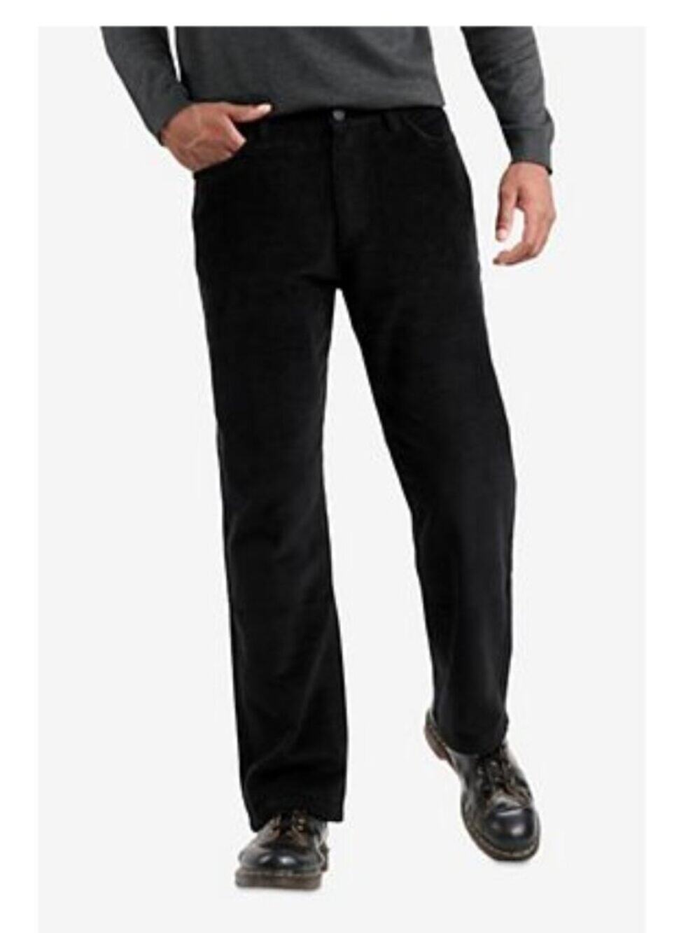 Perry Ellis Men's Black Corduroy Straight Leg Pant Size 36x32 NWT